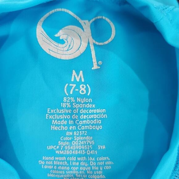 Op girls medium 7/8 blue and zebra swim top - Picture 5 of 6